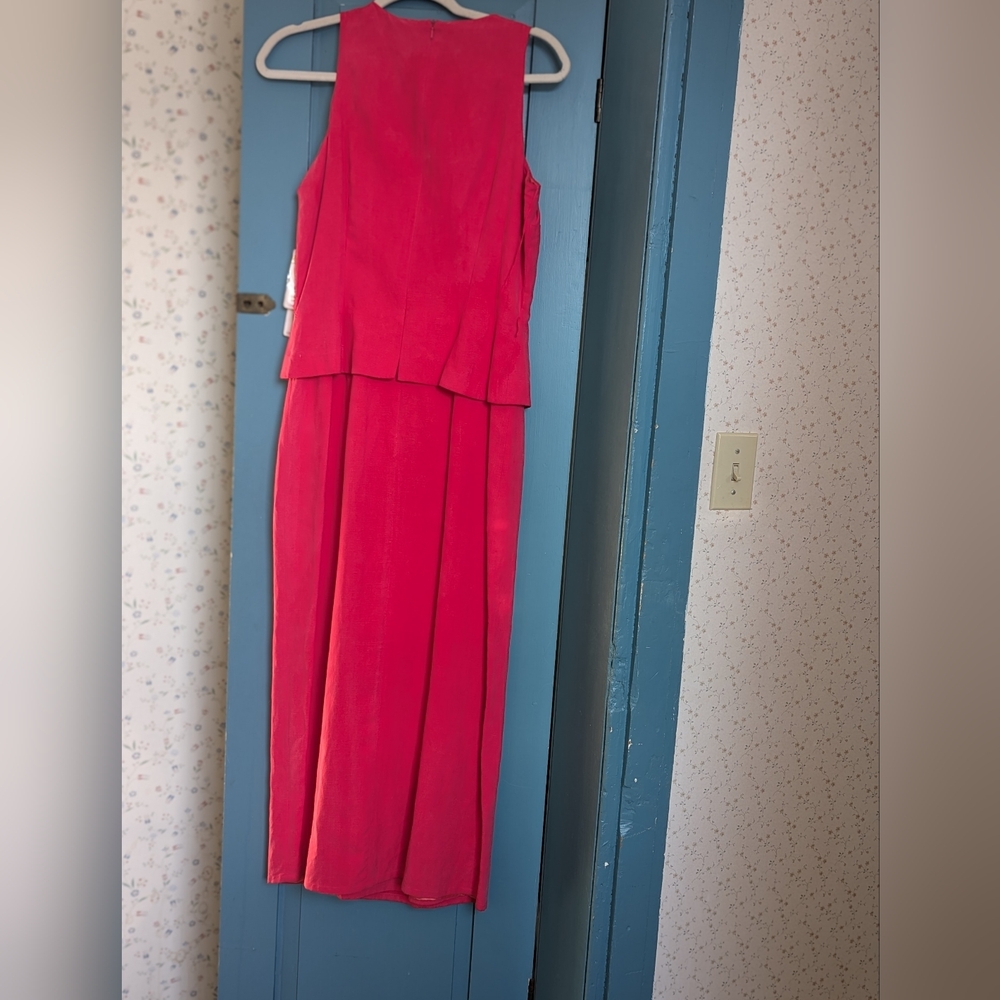 NWT Silk Linen Maxi 8 Dress Fuschia Sleeveless Jones NY Resort Summer Wedding - Picture 7 of 14